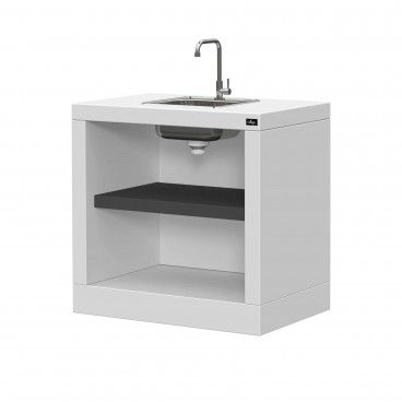 Bancada Vilamoura Prateleira Preta com Lava Loia e Torneira