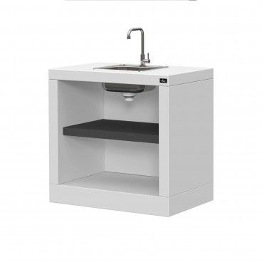 Bancada Maia Prateleira Preta com Lava Loia e Torneira