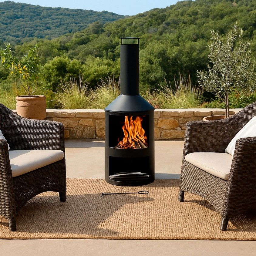 Lareira com Chamin Metal 44.5x134cm