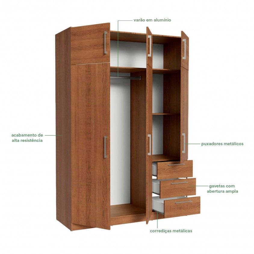 Roupeiro Teckno (6 Portas + 3 Gavetas)