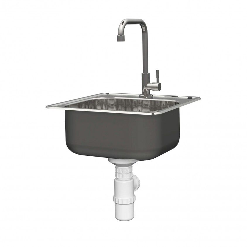 Lava-Lou�a Pequeno em Inox 38x38 + Torneira
