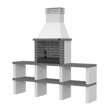 Churrasqueira Alvor com 2 Bancadas Tijolo Cinzento