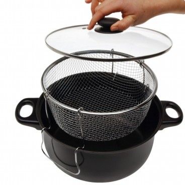 Fritadeira com Tampa Vidro 26cm Preto