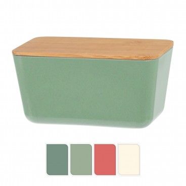 Caixa Armazenamento com Tampa de Bambu 20cm Sortido 4 Cores