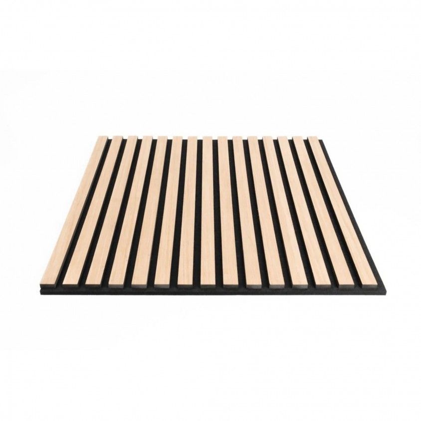 Painel Ripado de Parede Acústico Teak 600x600x18mm Painel Ripado de Parede Acústico Teak 600x600x18mm