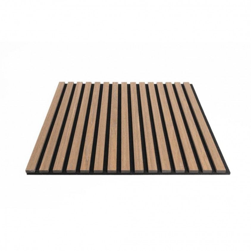 Painel Ripado de Parede Acústico Smoked Oak 600x600x18mm Painel Ripado de Parede Acústico Smoked Oak 600x600x18mm