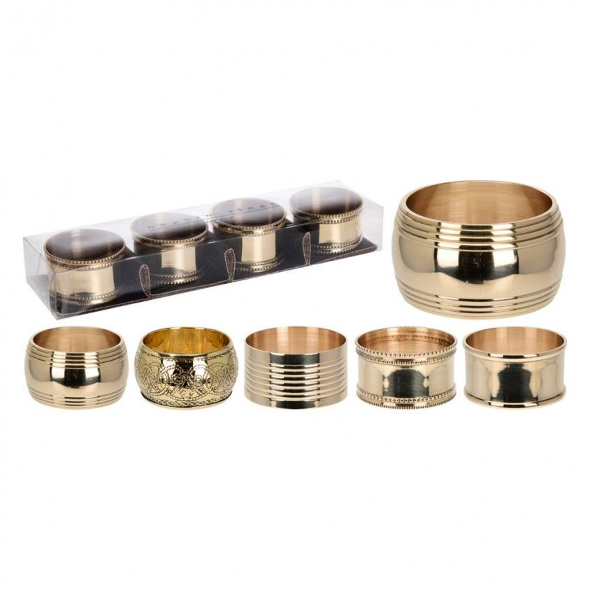 Set 4 Argolas Guardanapo Cor Dourada Sortido