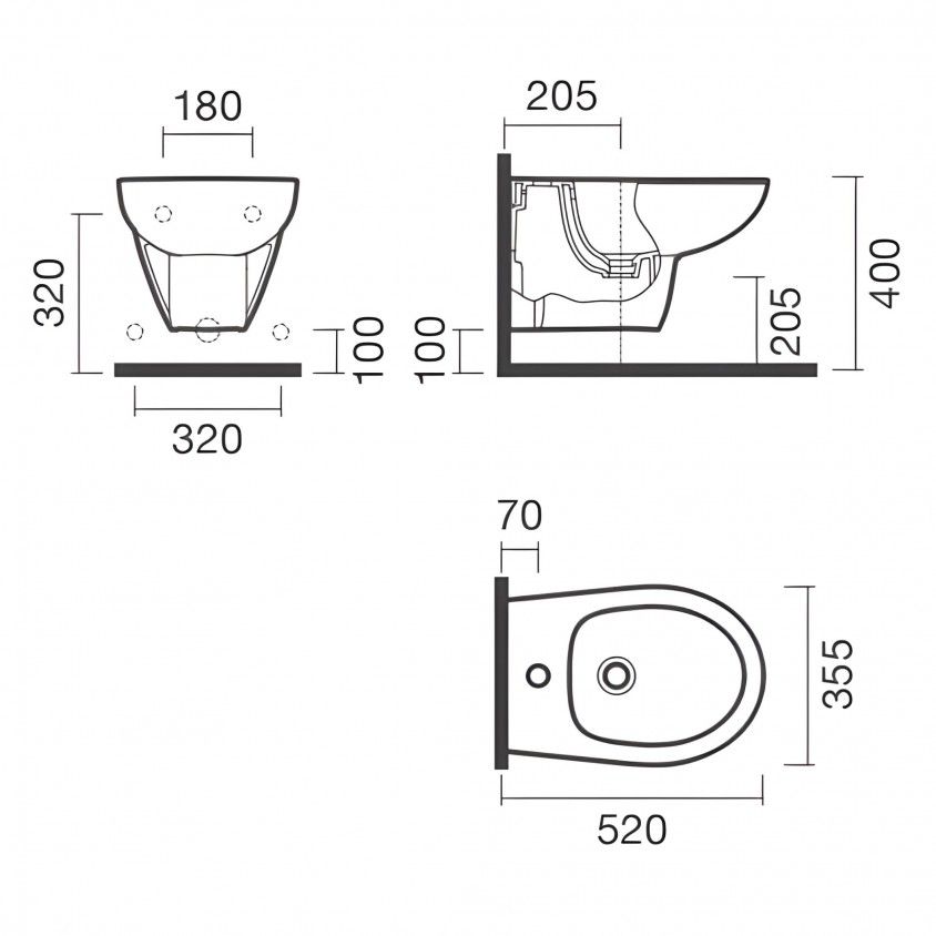 Bidé Suspenso Cent Sanitana Branco Bidé Suspenso Cent Sanitana Branco