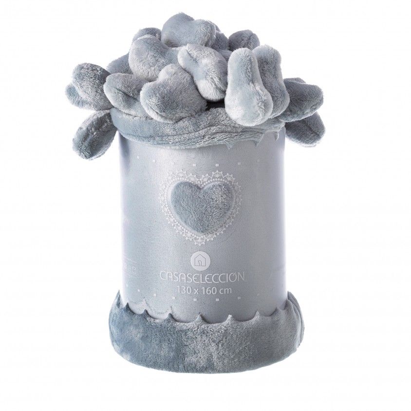 Manta Sof Heart Cinza 130X160cm
