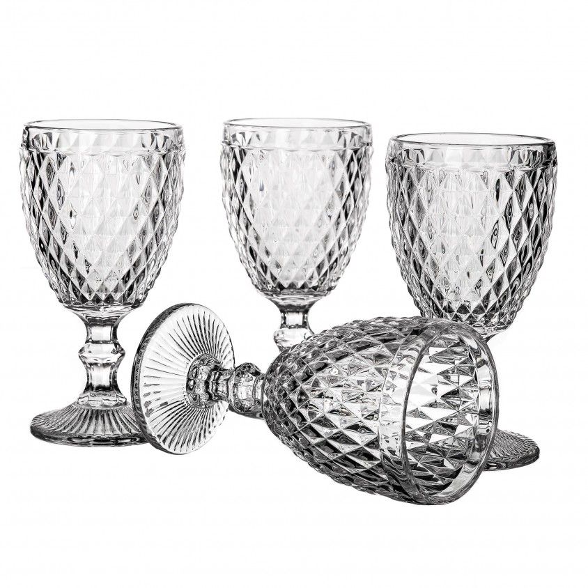 Set de 4 Copos de Vidro gua Diamond Cristal