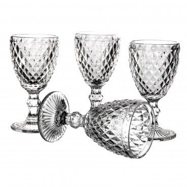 Set de 4 Copos de Vidro Vinho Diamond Cristal Set de 4 Copos de Vidro Vinho Diamond Cristal