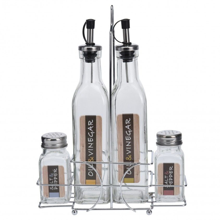 Galheteiro Vidro/Cromado 20X5X21