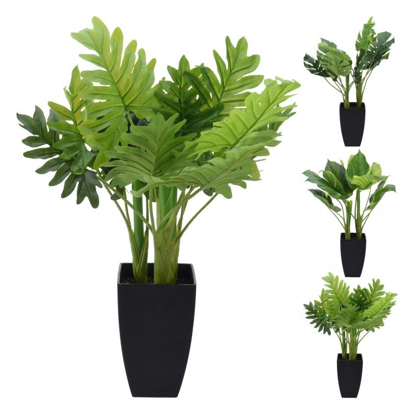 Planta Artificial Folhas 65cm Vaso Sortido 3