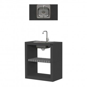 Bancada Maia Prateleira Preta com Lava Loi�a e Torneira