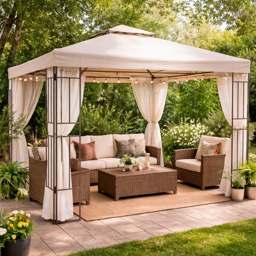 Pergola Jardim com Barras Decorativas 300X300X270cm