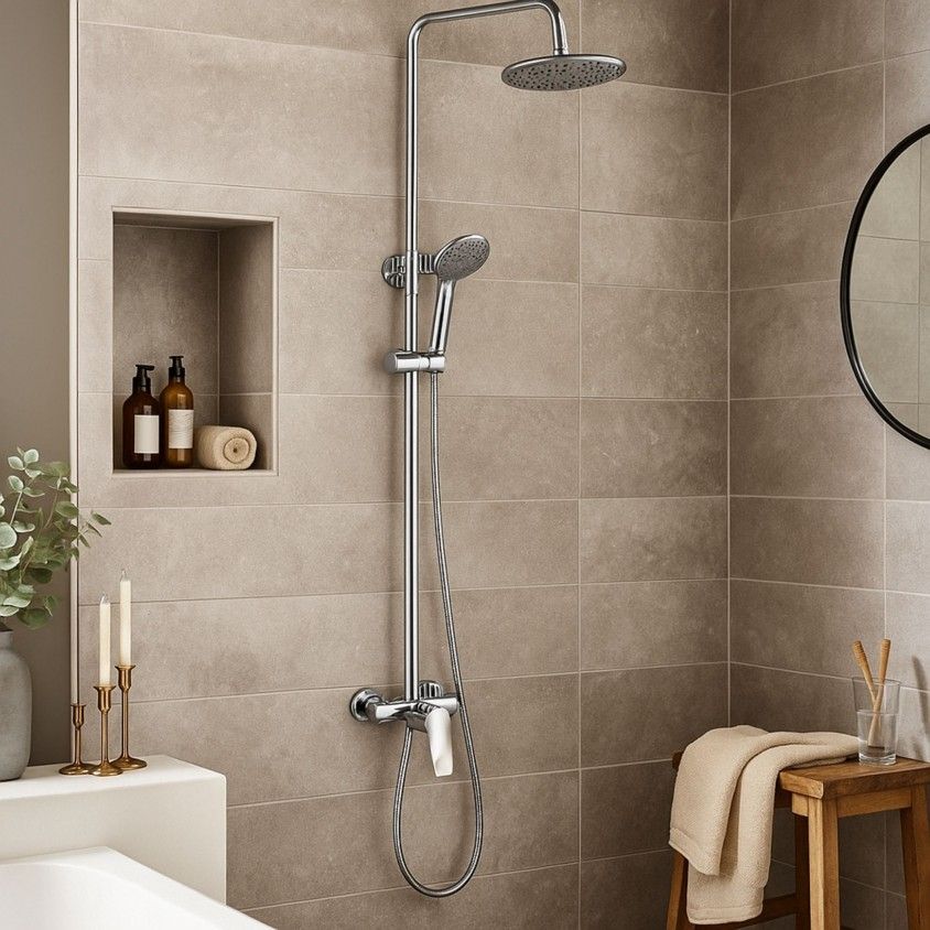 Barra de Chuveiro Round com Alavanca Ajust�vel