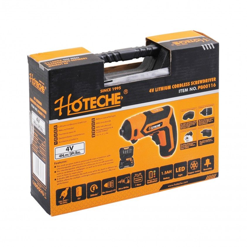 Aparafusadora Hoteche 4V 1.5A L�tio Mala com 4 Acess�rios