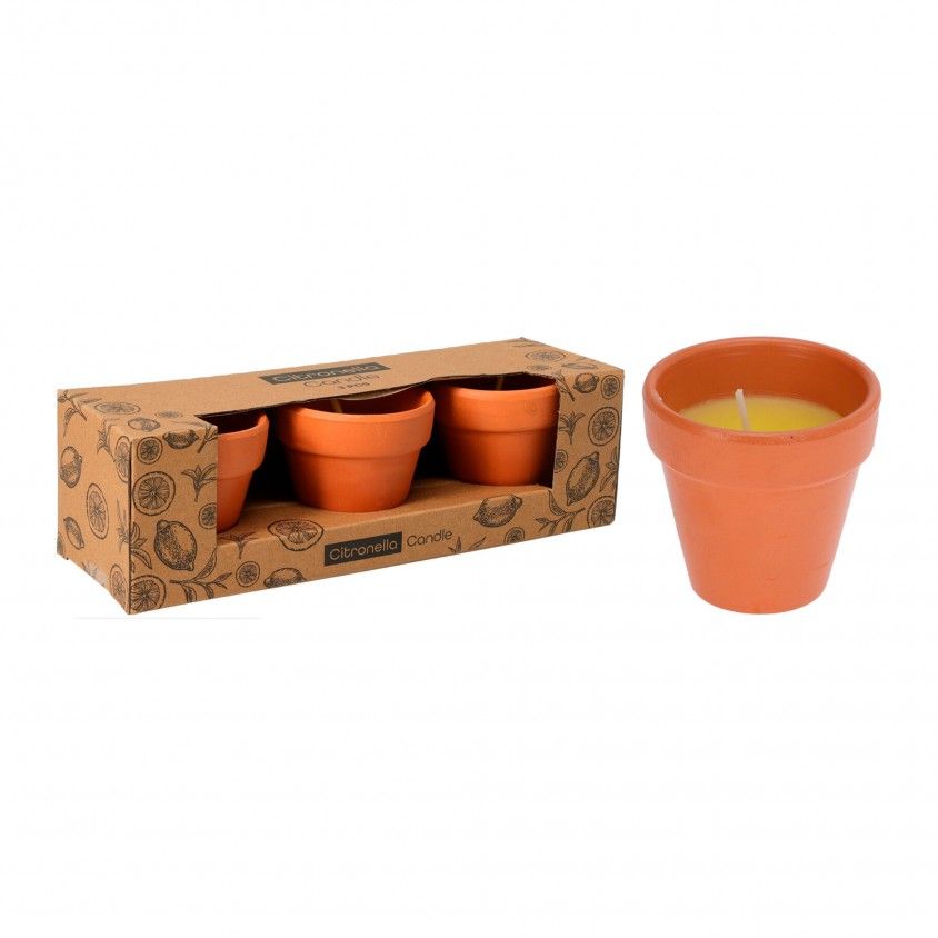 Vela Citronela Vaso Terracota Caixa 3 Uni