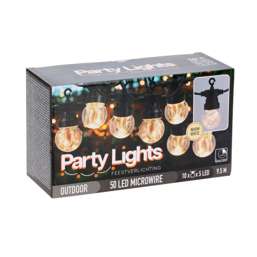 Grinalda Led com 10 L�mpadas Transparentes Branco Quente 9.5m