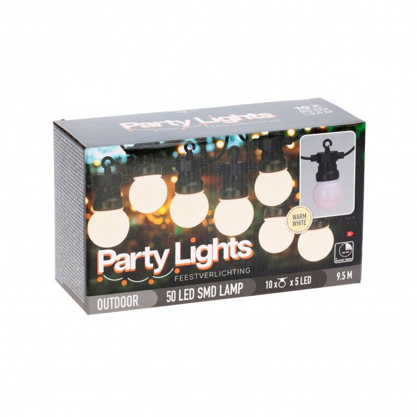 Grinalda LED SMD 10 Lâmpadas Fosca Branco Quente 9,5m Grinalda LED SMD 10 Lâmpadas Fosca Branco Quente 9,5m