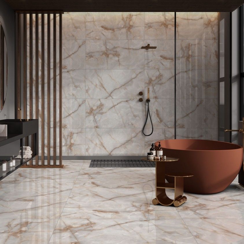 Porcel�nico Retificado Onix Cast/Branco Carvin 60x120