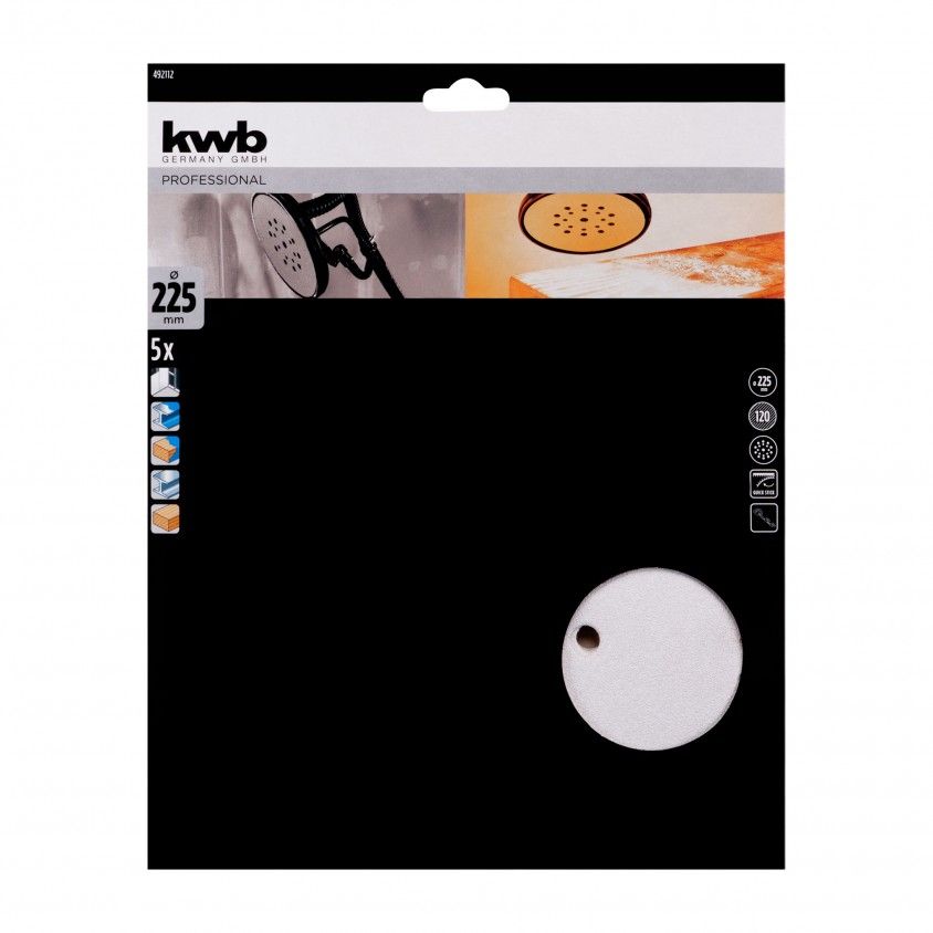 Disco Velcro KWB �225mm Gr�o 120 (Pack 5 Un)