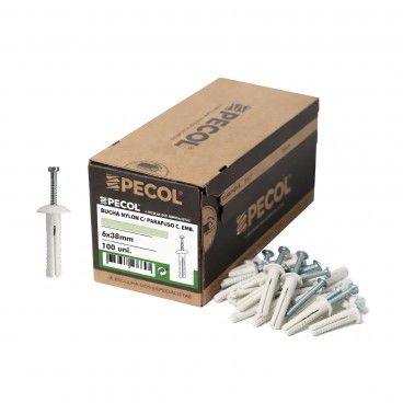 Bucha Tap Tip Nylon para Gesso Cartonado PCL 6x38 100un
