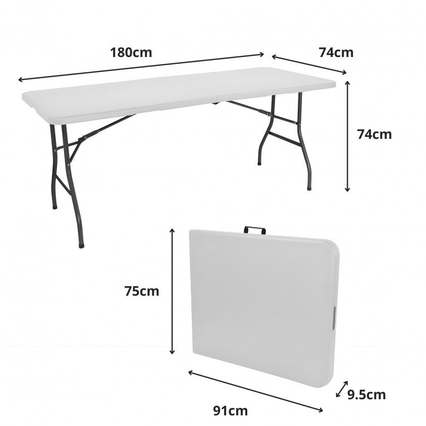Mesa Dobr�vel Tenerife Branca 180cm Retangular Port�til