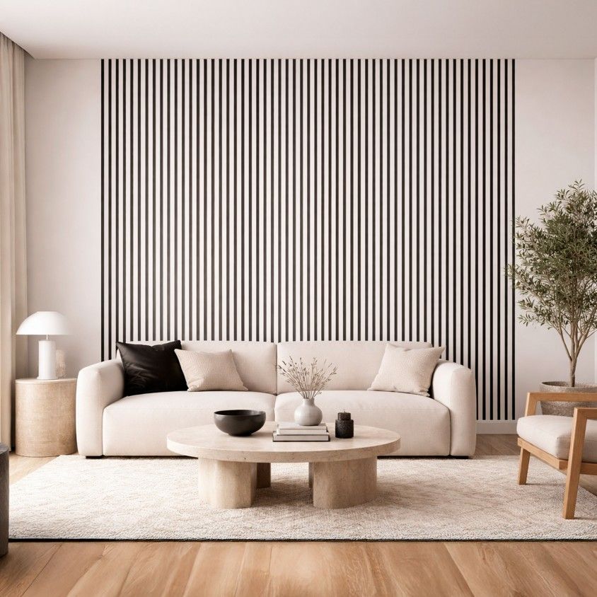 Painel Ripado de Parede Acustico Branco 600X2400X18Mm