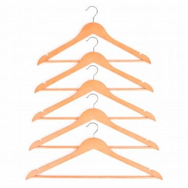 Conjunto de 5 Cabides de Madeira Natural