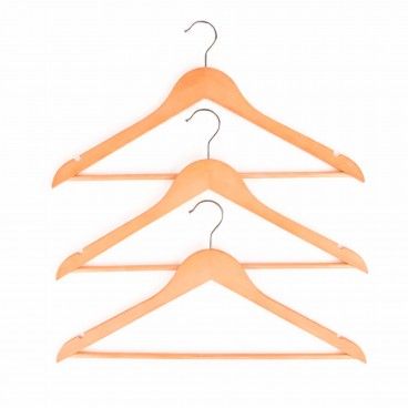 Conjunto de 3 Cabides de Madeira Natural