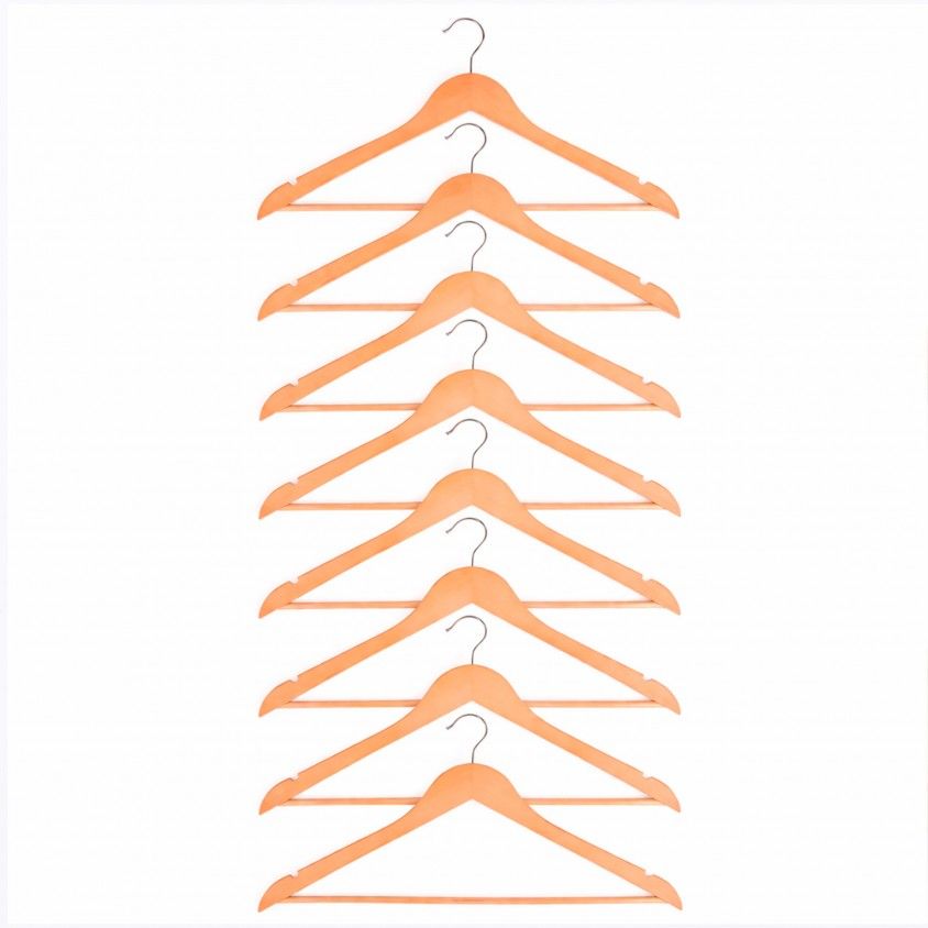 Conjunto de 8 Cabides de Madeira Natural