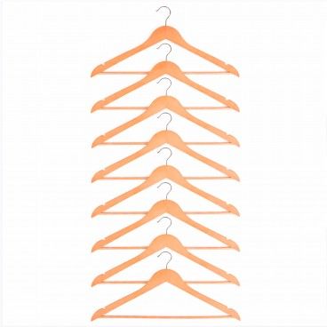 Conjunto de 8 Cabides de Madeira Natural
