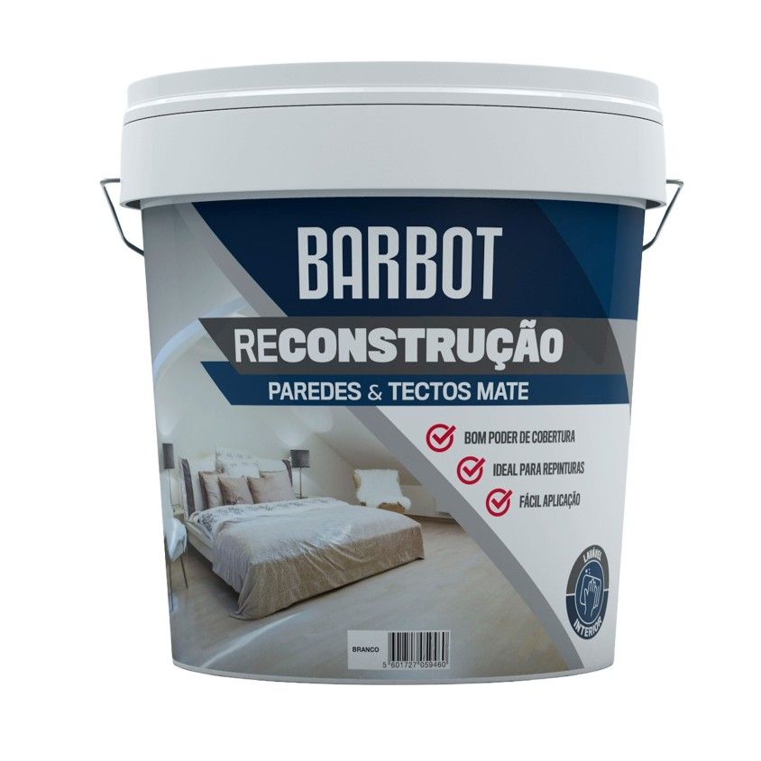 Tinta de Paredes e Tetos Branco Mate Barbot Reconstru��o 15L