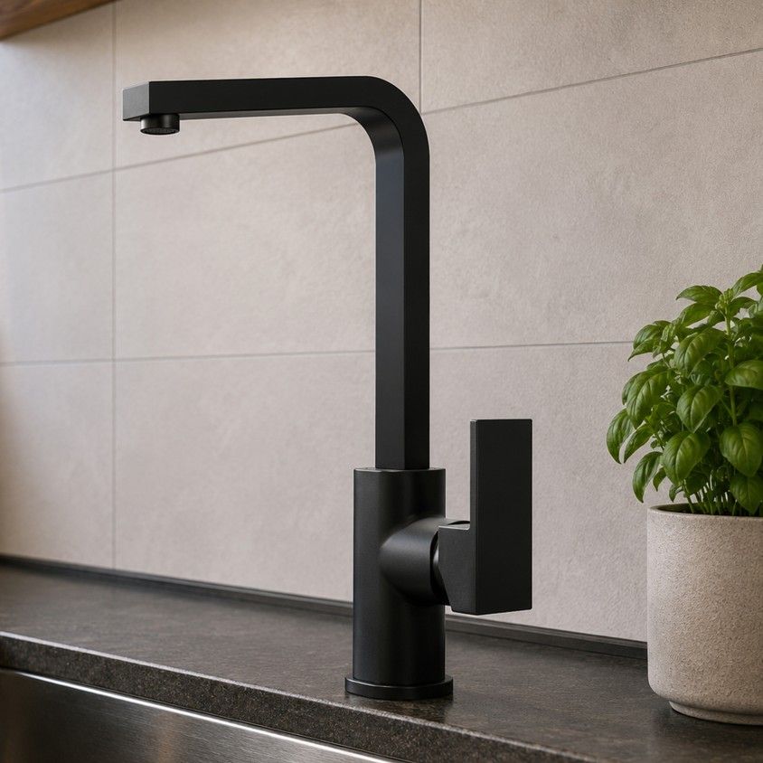 DELBA TORNEIRA COZINHA BICA QUADRA PLUS PRETO