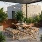 Conjunto Mesa + 2 Bancos Jardim + Mesa de Apoio Elion