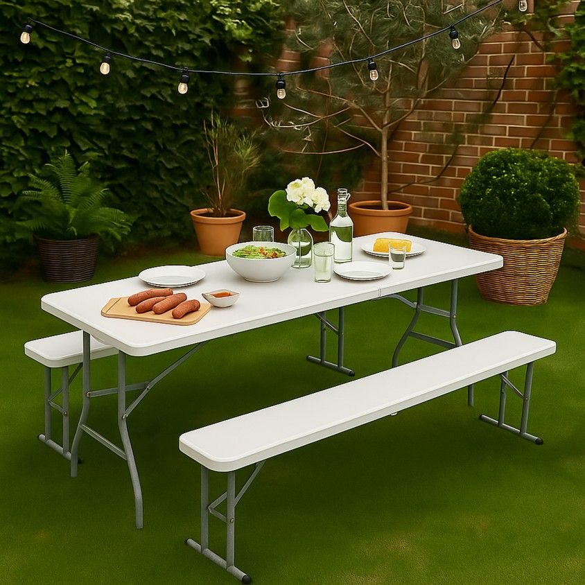 Mesa Dobr�vel Tenerife Branca 180cm Retangular Port�til