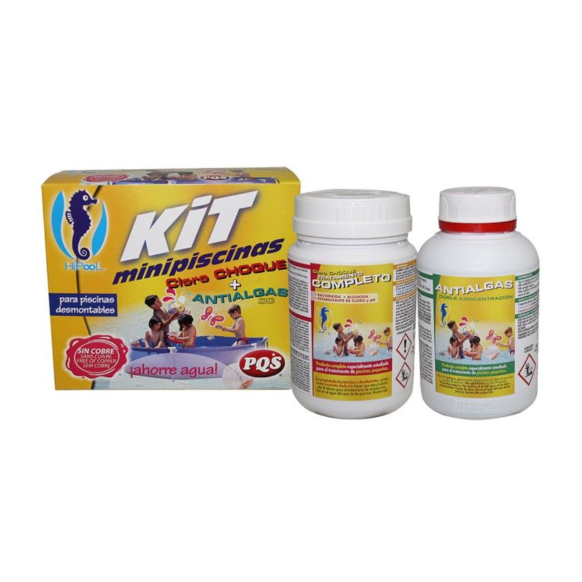 Kit de Tratamento de Mini Piscina Cloro 500g + Algicida 500ml