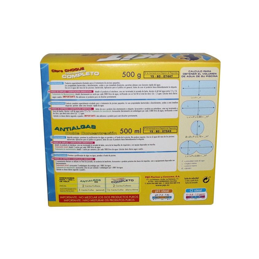 Kit de Tratamento de Mini Piscina Cloro 500g + Algicida 500ml