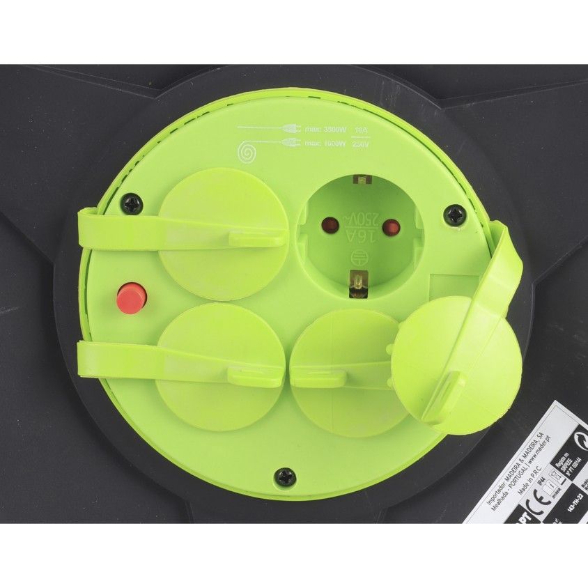 Enrolador Fluorescente de 4 Tomadas 3Gx1.5mm 25m IP44 Saurium