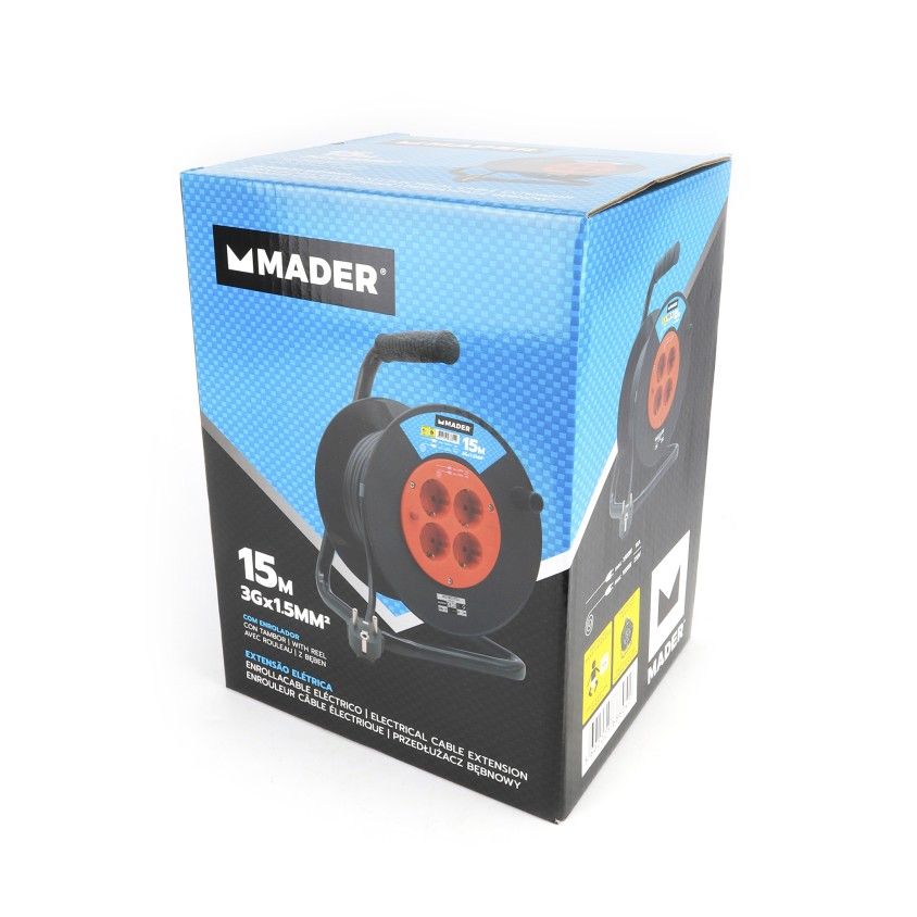 Enrolador de 4 Tomadas com Disjuntor  15m Mader