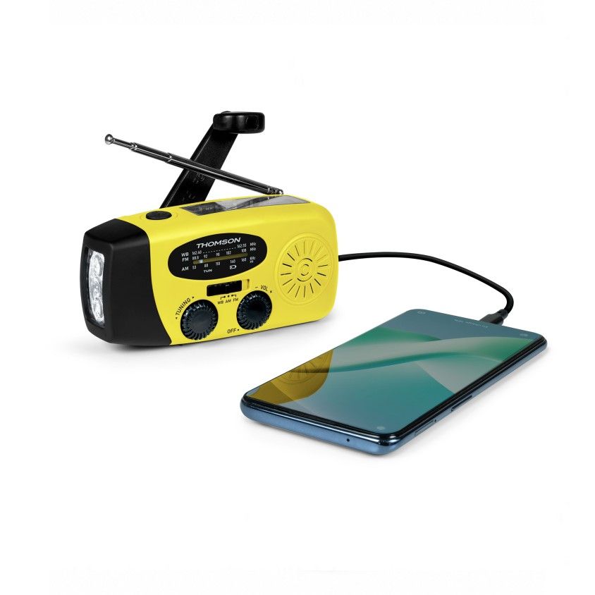 R�dio Thomson AM/FM com Lanterna e Bateria Solar 2000mAh