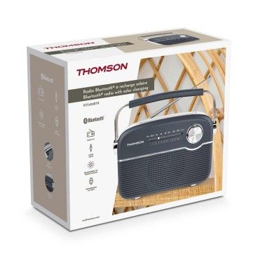 R�dio Thomson com Coluna Bluetooth Retro Bateria Solar Recarreg�vel 1300mAh