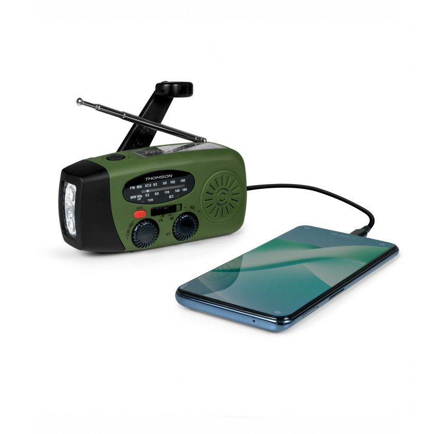 R�dio Thomson AM/FM com Lanterna e Bateria Solar 2000mAh