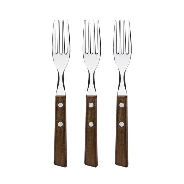 Conjunto de 3 Garfos de Mesa com Cabo de Madeira