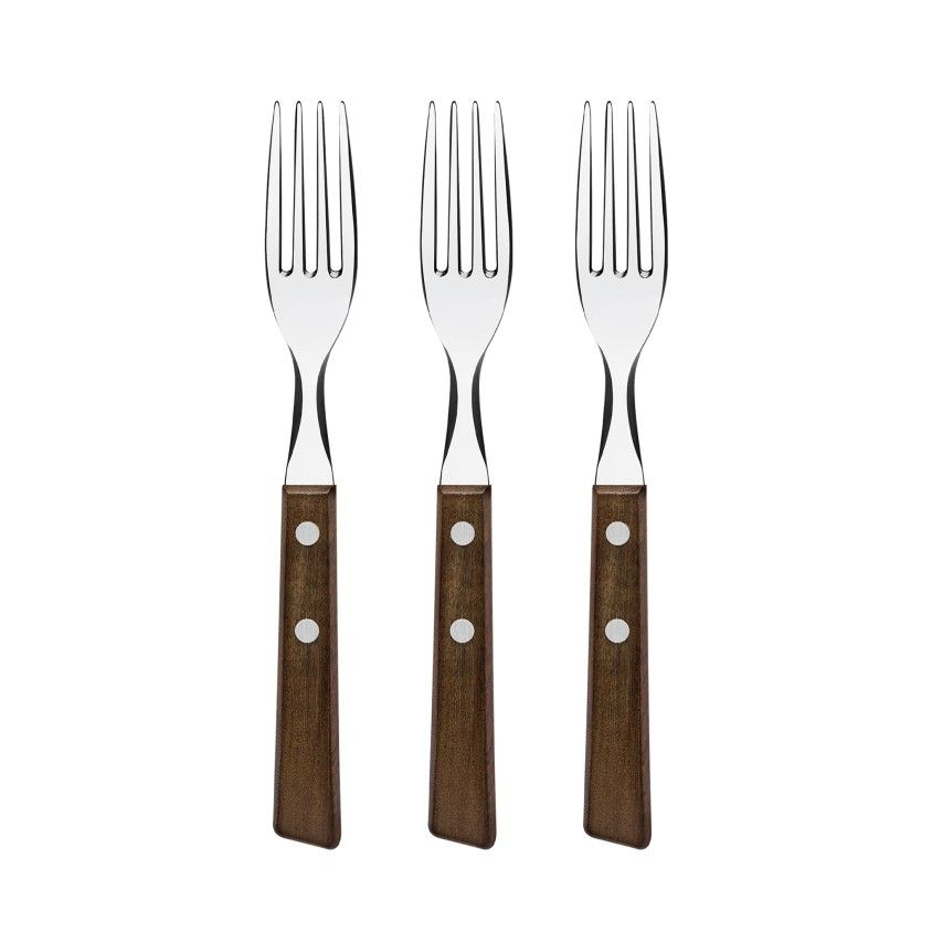 Conjunto de 3 Garfos de Mesa com Cabo de Madeira