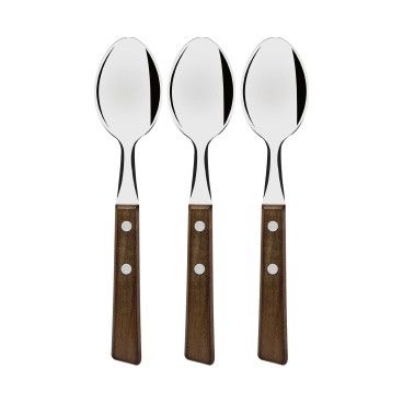 Conjunto de 3 Colheres de Sopa com Cabo de Madeira