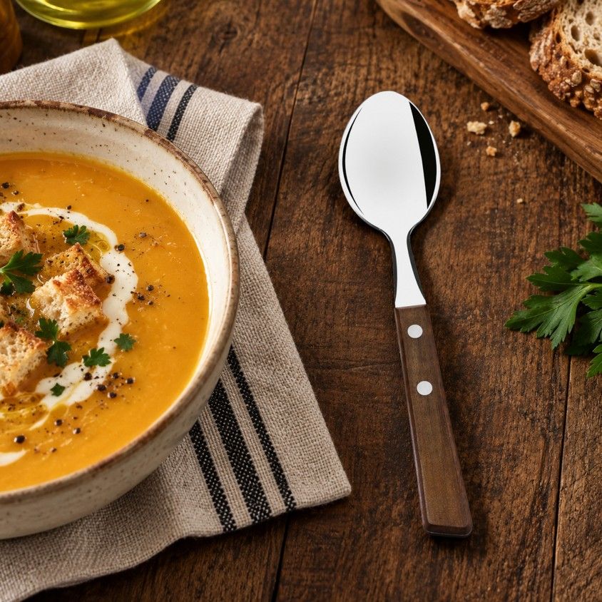 Conjunto de 3 Colheres de Sopa com Cabo de Madeira