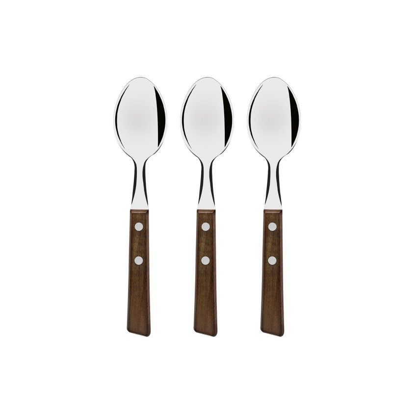 Conjunto de 3 Colheres de Ch� com Cabo de Madeira