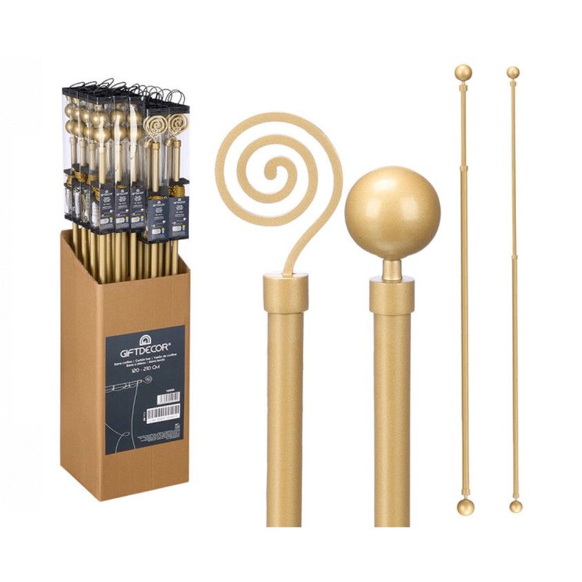Kit Var�o Extens�vel para Cortinas 120-240cm com Suportes e Terminais Dourado